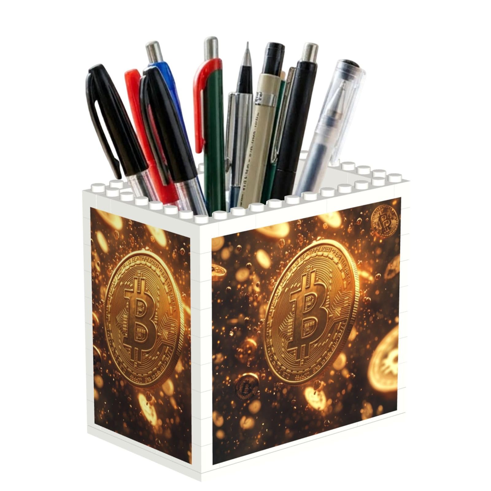 SXZVVBN Scattered Gold Coins Building Block Desk Tidy ABS Organiser