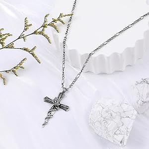 Vintage Cross Pendant Necklace for Men Women Gothic Cross Necklace