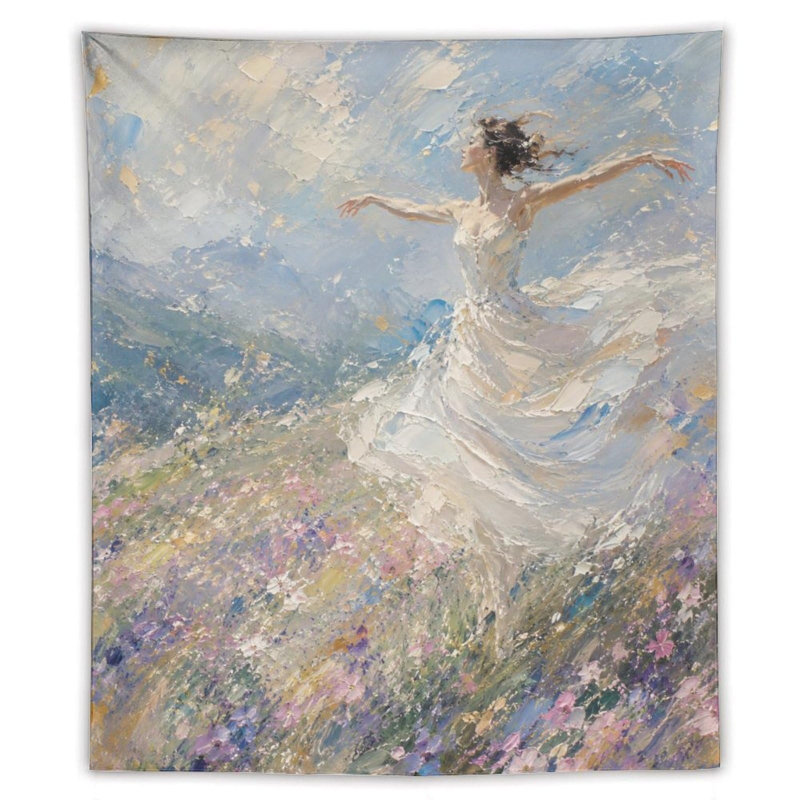H3B8U2Y5 Ballerina Meadow Wall Tapestry, Impressionist Style, College Dorm