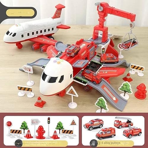 Miniatura 6 de FLaig Aviones de juguete para niños, tamaño grande, con luz y sonido, adecuado para niños y niñas de 3, 4, 5, 6, 7 y 8 años, con señales de tráfico