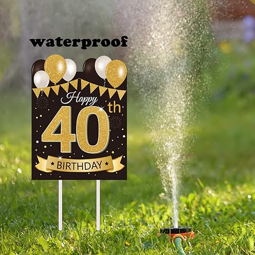 Miniatura 6 de Letrero grande para fiesta de cumpleaños número 40 con estacas y decoraciones de césped al aire libre