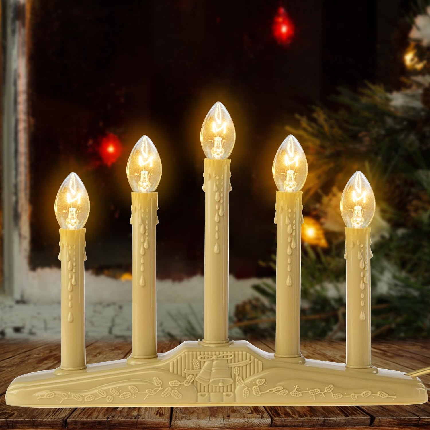 5 Lights Electric Window Candles,Flameless Christmas Candle Lights with