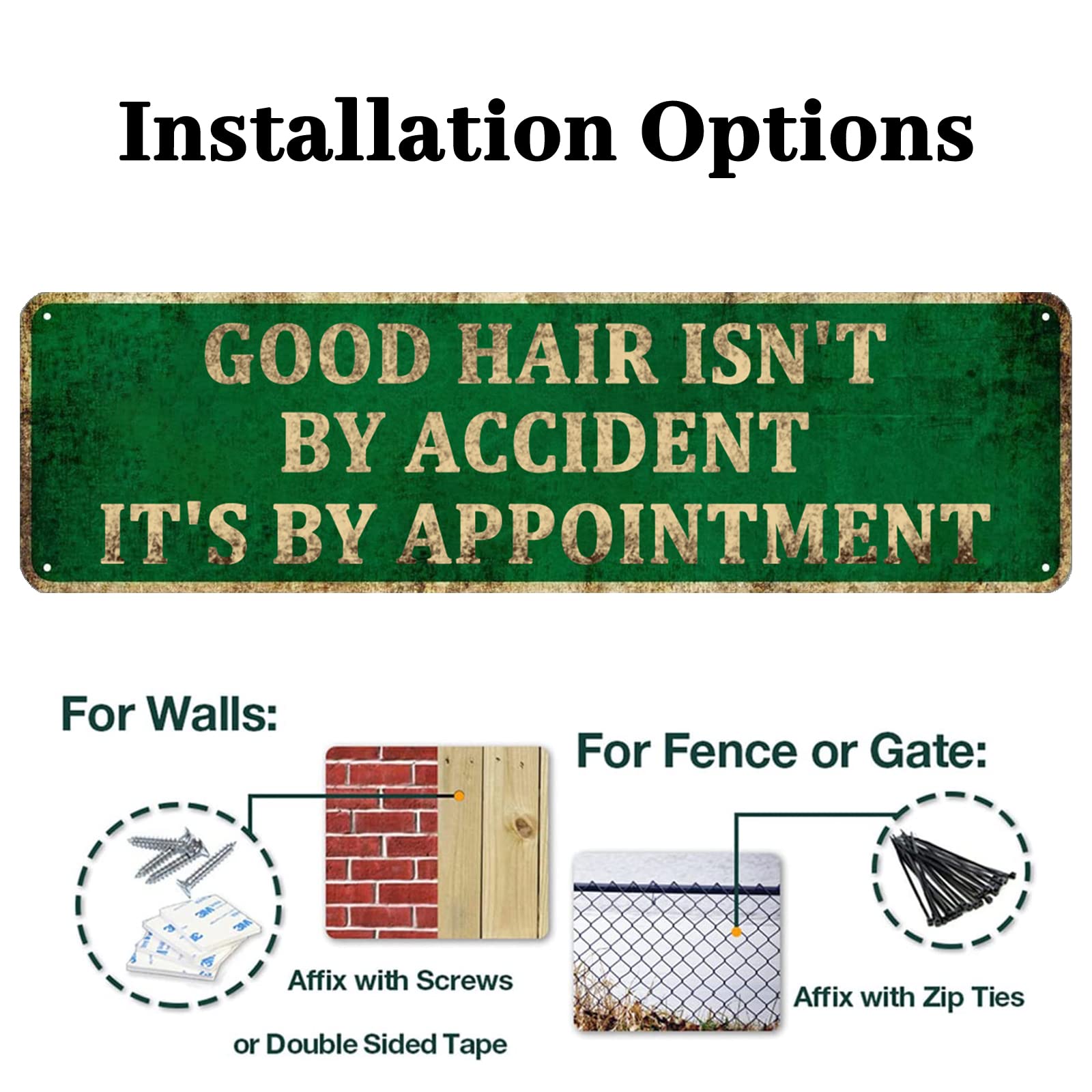 Wandschild „Good Hair Isn't By Accident“ – 10x40 Cm, Aus Metall, Für Friseursalon, Badezimmer & Deko