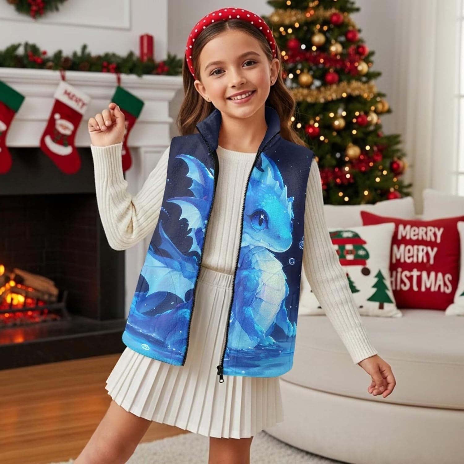 Renewold Toddler Kids Teens Fleece Vest Boys Girls Jacket Warm Fuzzy Outerwear Zipper Sleeveless Vests Coat with Pockets - Image 2