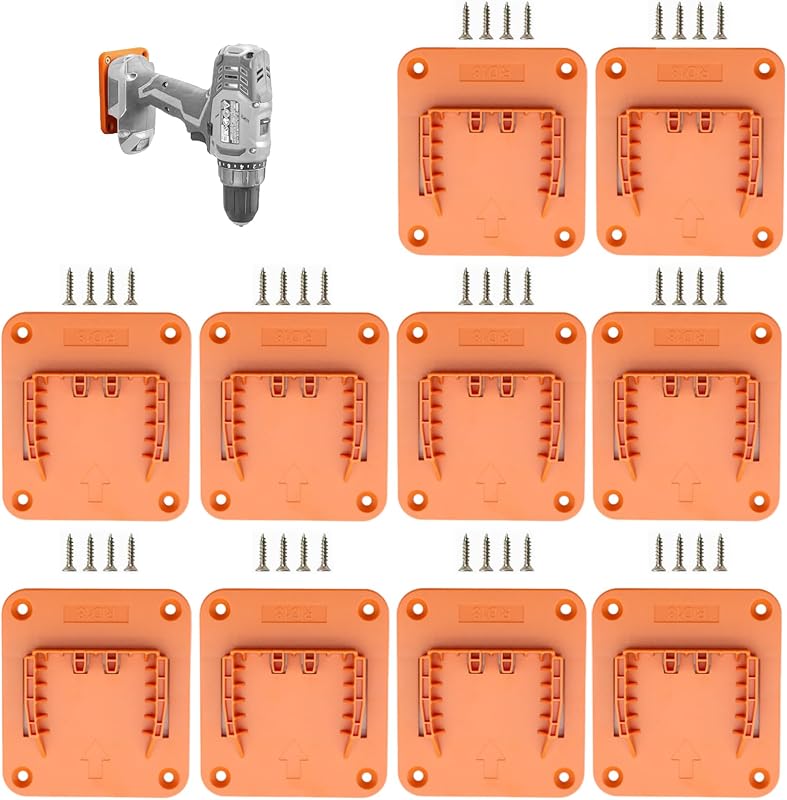 10 Packs Tool Holders Compatible with Ridgid 18V Power Trill Hanger Wall Mount Organizer Dock Bracket Storage