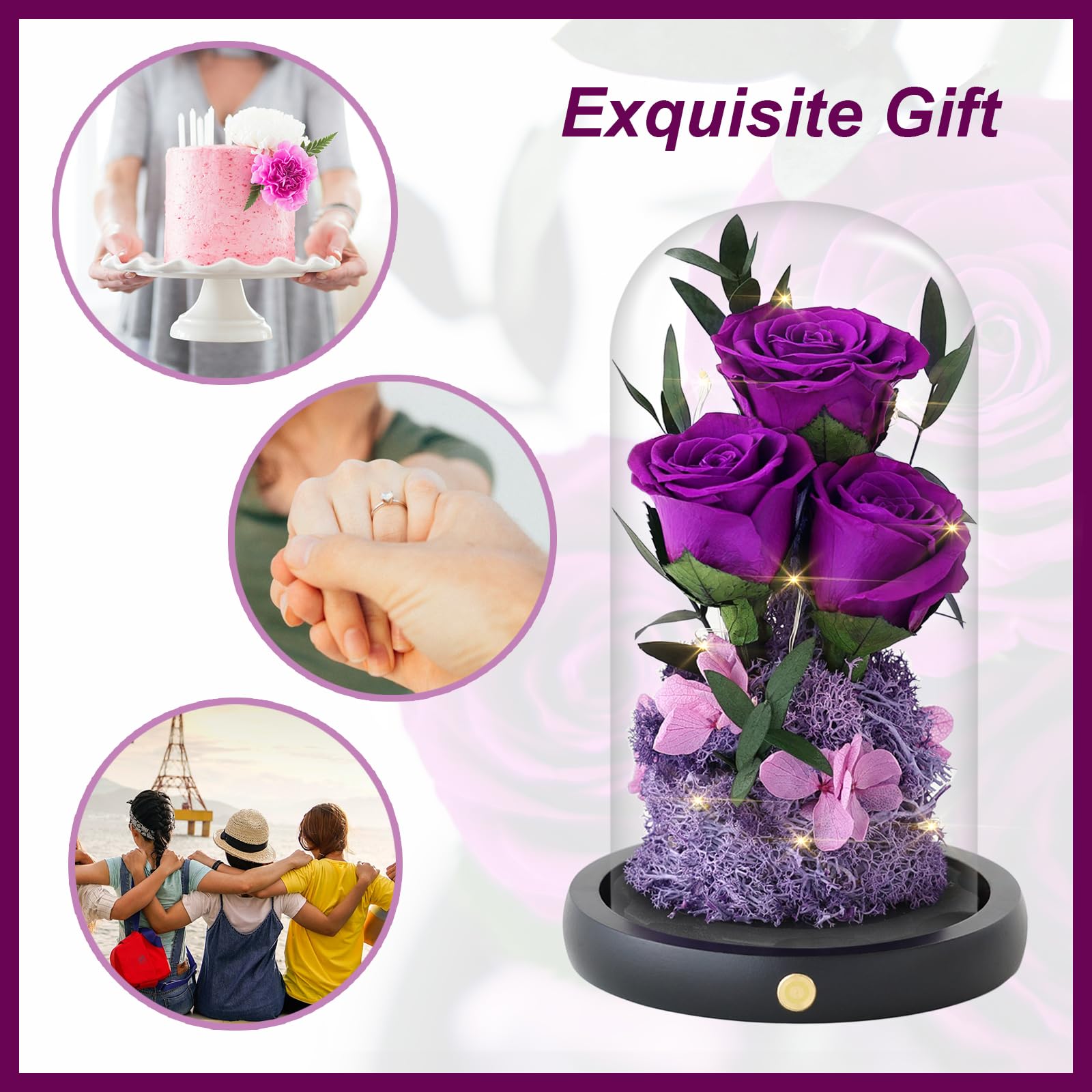 Flores Moradas Childom Regalos De Cumpleaños Para Mujeres, Regalos De  Navidad Para Su Madre, Con Soporte De Amor Para Esposa, Dulce Flor  Artificial Para Abuela, Mujer, Navidad, Cumpleaños, Aniversario, San Rosa  Roja, image size:1600x1600