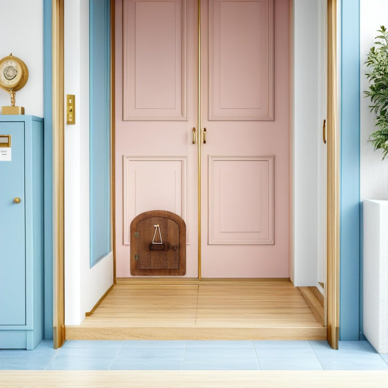 Puerta para Gatos de Madera Diseño Arqueado para Interior | Solución para Gatos y Animales Pequeños, Ventilación Cómoda, Uso en Hogares Varias Mascotas