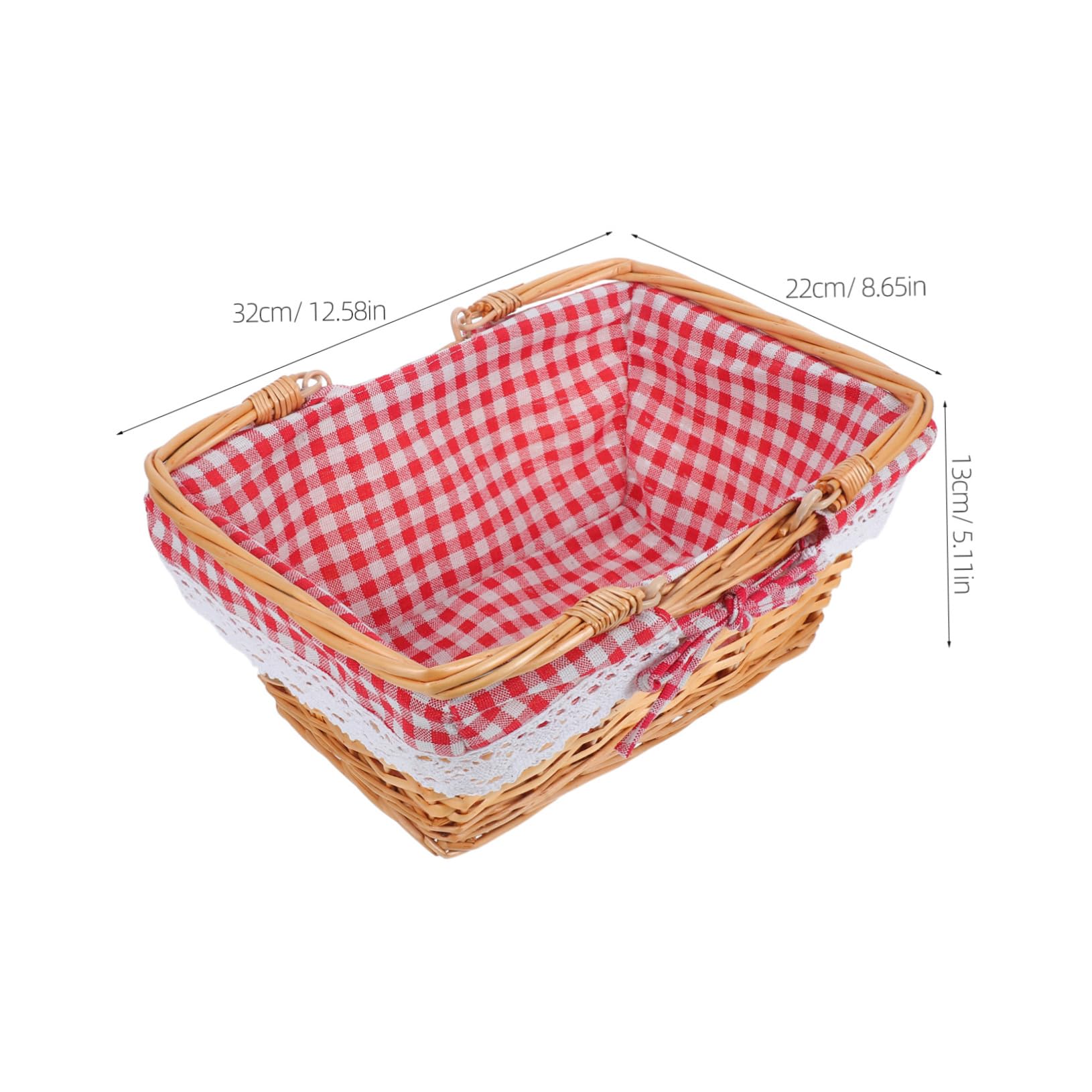 Willow Storage Basket: Wicker Bread Basket with Liner Pantry Organizer Rectangular Tabletop Food Serving Tray for Fruits Vegetable Restaurant