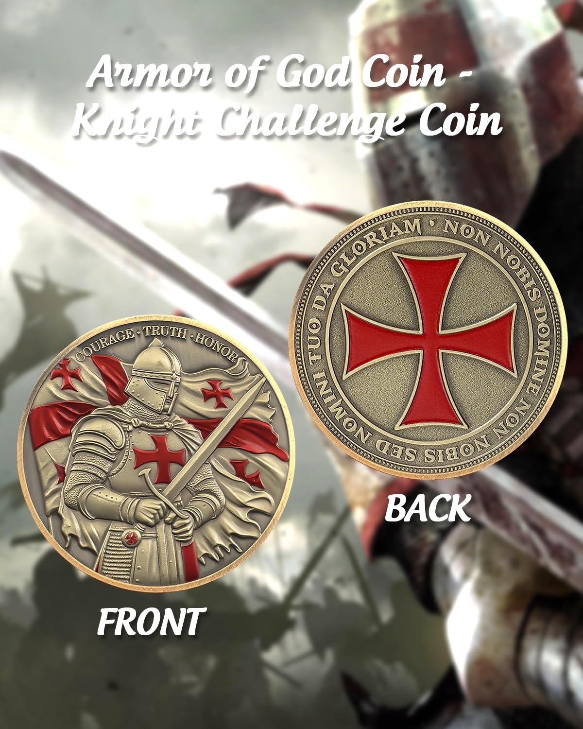 ACGZQY Knights Templar Coin, Armor of God Coins - Image 2