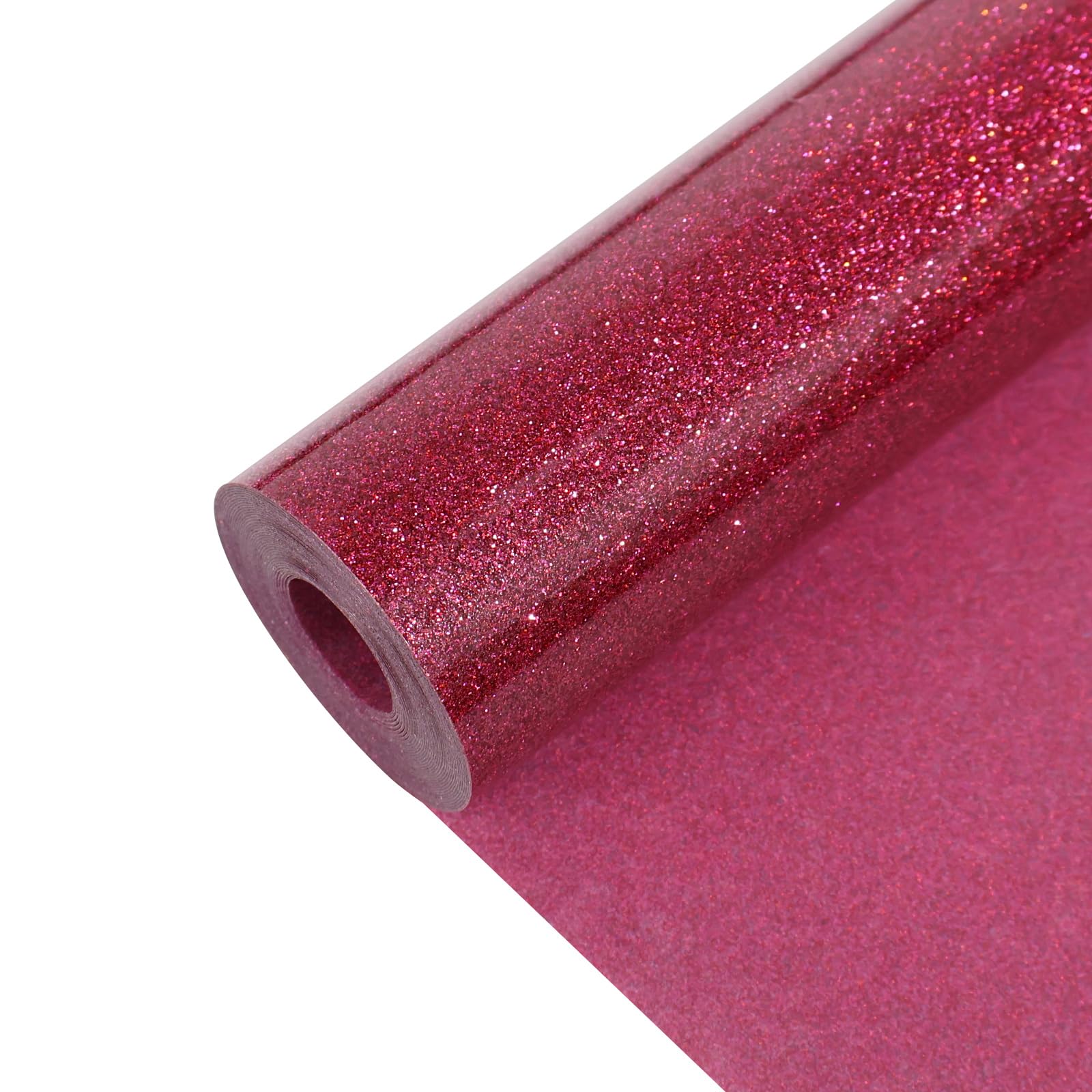 Rose Red Glitter Heat Transfer Vinyl 12" x 15 ft HTV for Shirts, Glitter HTV for All Cutter Machine - Easy to Cut &amp; Weed for Heat Vinyl Design (Rose red)