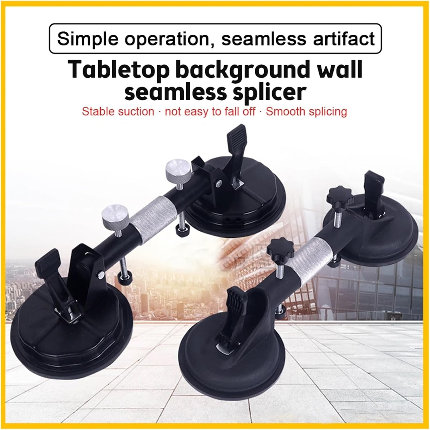 Floor Suction Cup Tool Adjustable Stone Seam Setter Professional Dual Vacuum Suction Cup Countertop Tensioner for Granite Marble(Iron)