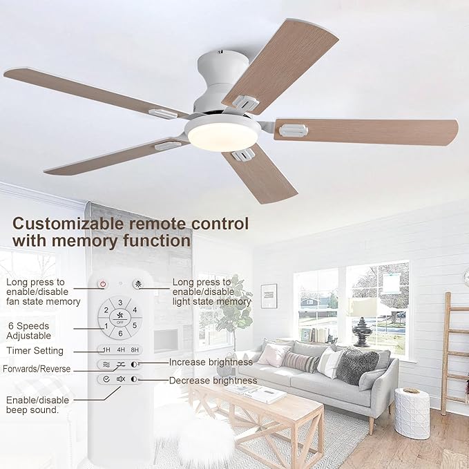 Ventilador de Techo 52 Pulgadas con Luz y Control Remoto, 6 miniatura 2