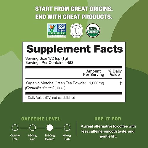 Miniatura 2 de FGO - Polvo de té verde Matcha orgánico para bocadillos horneados cafés y licuados de frutas grado culinario japonés 4oz