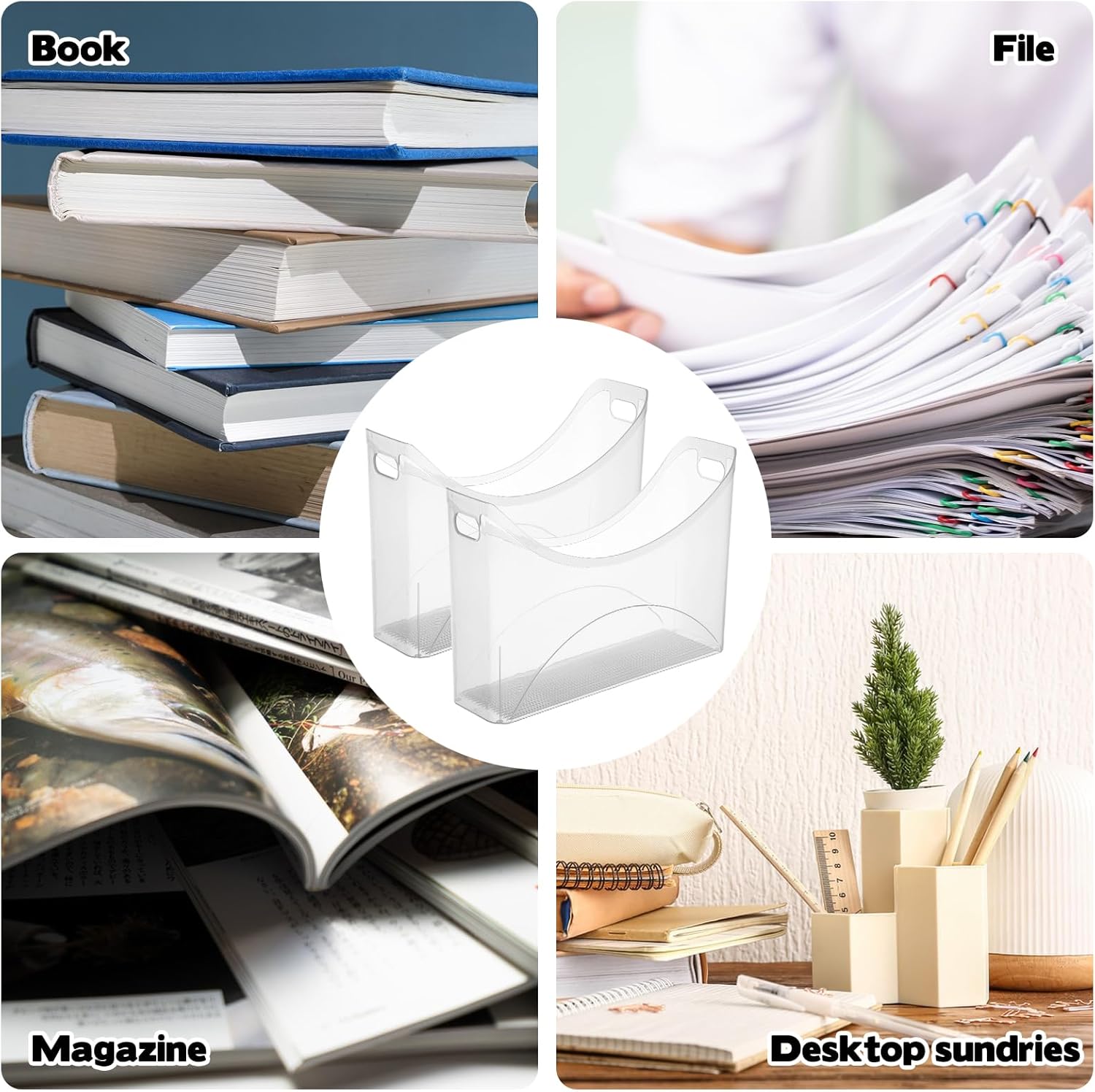 Rainmae 3 Pack Large Scrapbook Paper Storage Organizer with Handle Clear Plastic Scrapbook Storage Bin Holds 12x12in Craft Papers Books, Vinyl Sheets, Cardstocks for Home Office Tabletop Organization