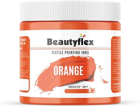 BEAUTYFLEX Screen Printing Ink ORANGE Plastisol Ink for screen printing - Fast Curing Painting for Cotton, Polyester and Other Fabrics, Fabric Paint for screen printing kit 32 fl oz, Quart