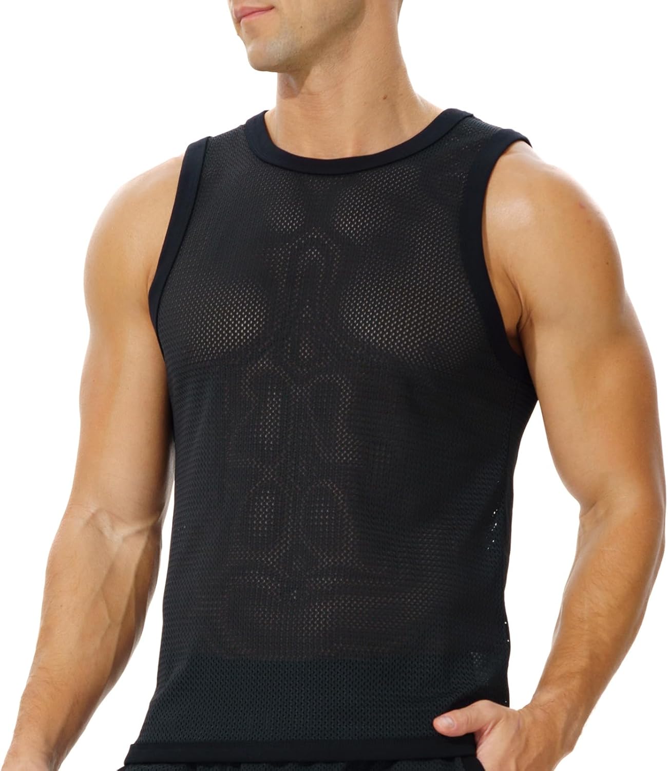 Men's Mesh Workout Tank Top Fitted Sleeveless Shirt for Casual Gym Muscle Training - Image 3