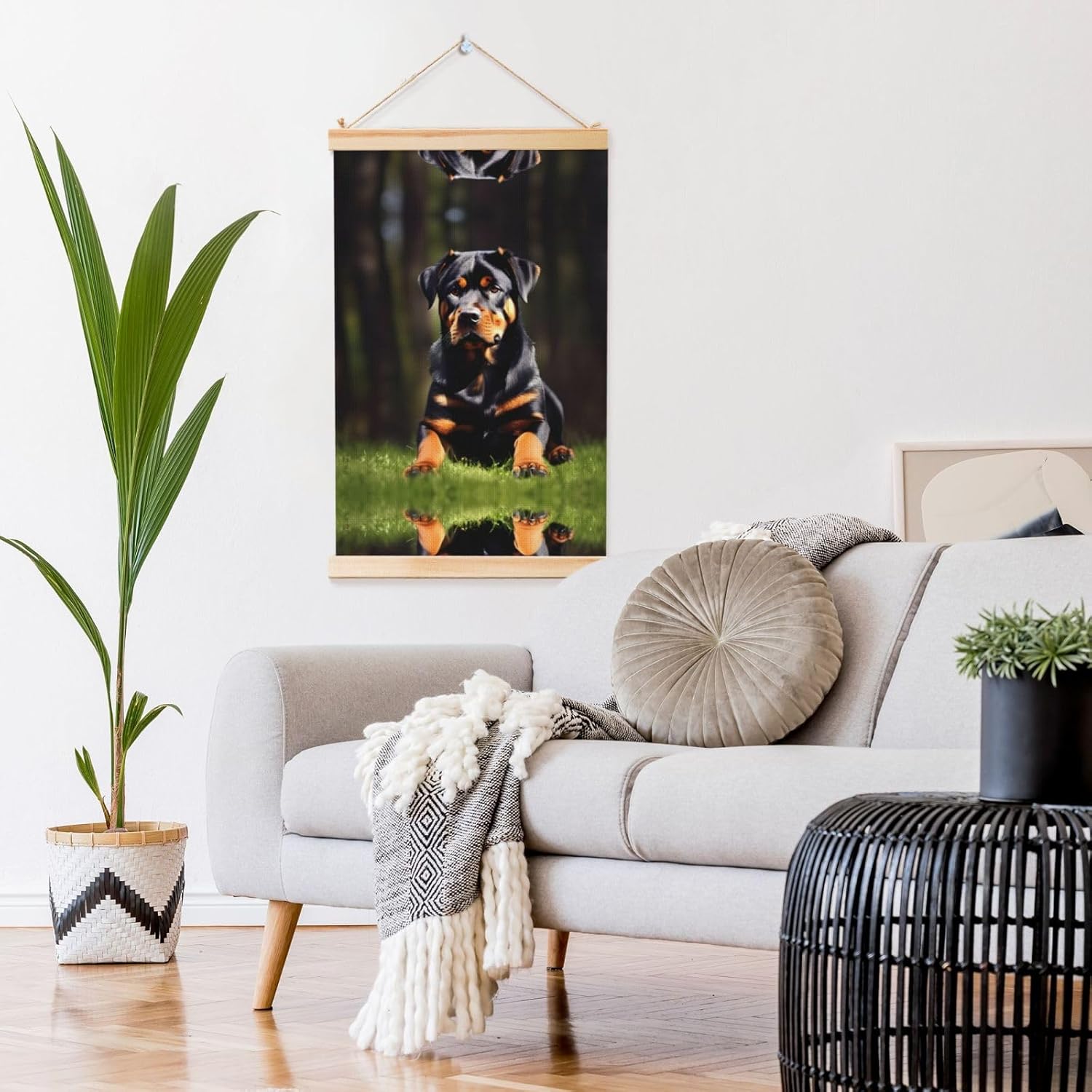 Rottweiler Wallpaper Print Poster Hanger,Hanging Poster, Poster Frame,Wood Poster Hanger, For Wall Hanging