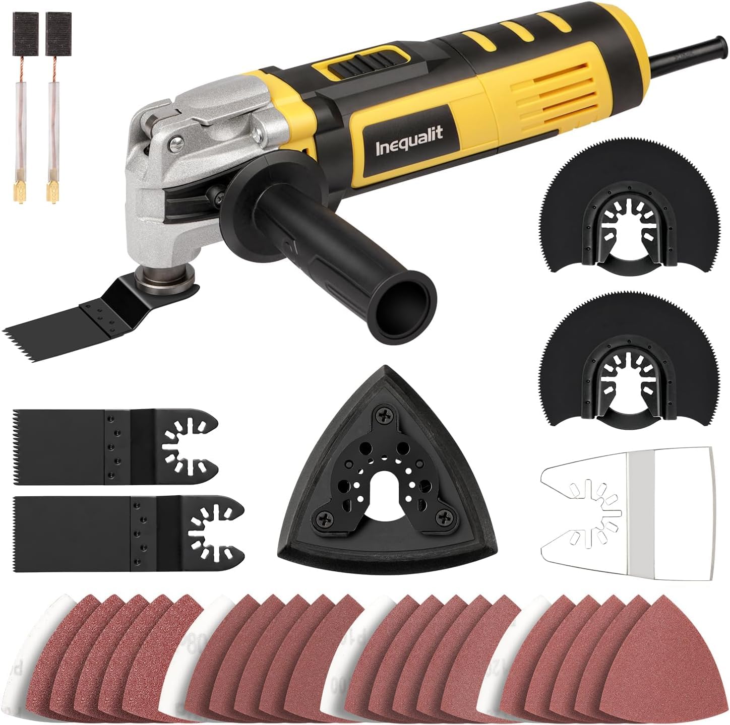 Inequalit Oscillating Tool,400W Oscillating Multi Tool Kit with 6 Variable Speed 15000-22000 OPM,3° Oscillation Angle, Quick Release System and 30-Piece Accessory Set for Cutting, Sanding, Grinding