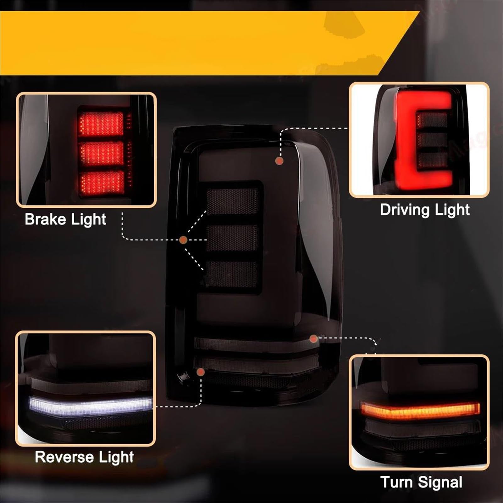 Luz Trasera Luces Traseras Para VW Para Amarok V6 (2008-2022) LED: Intermitente, Luz De Freno, Posición, Marcha Atrás, 12V(Red shell)