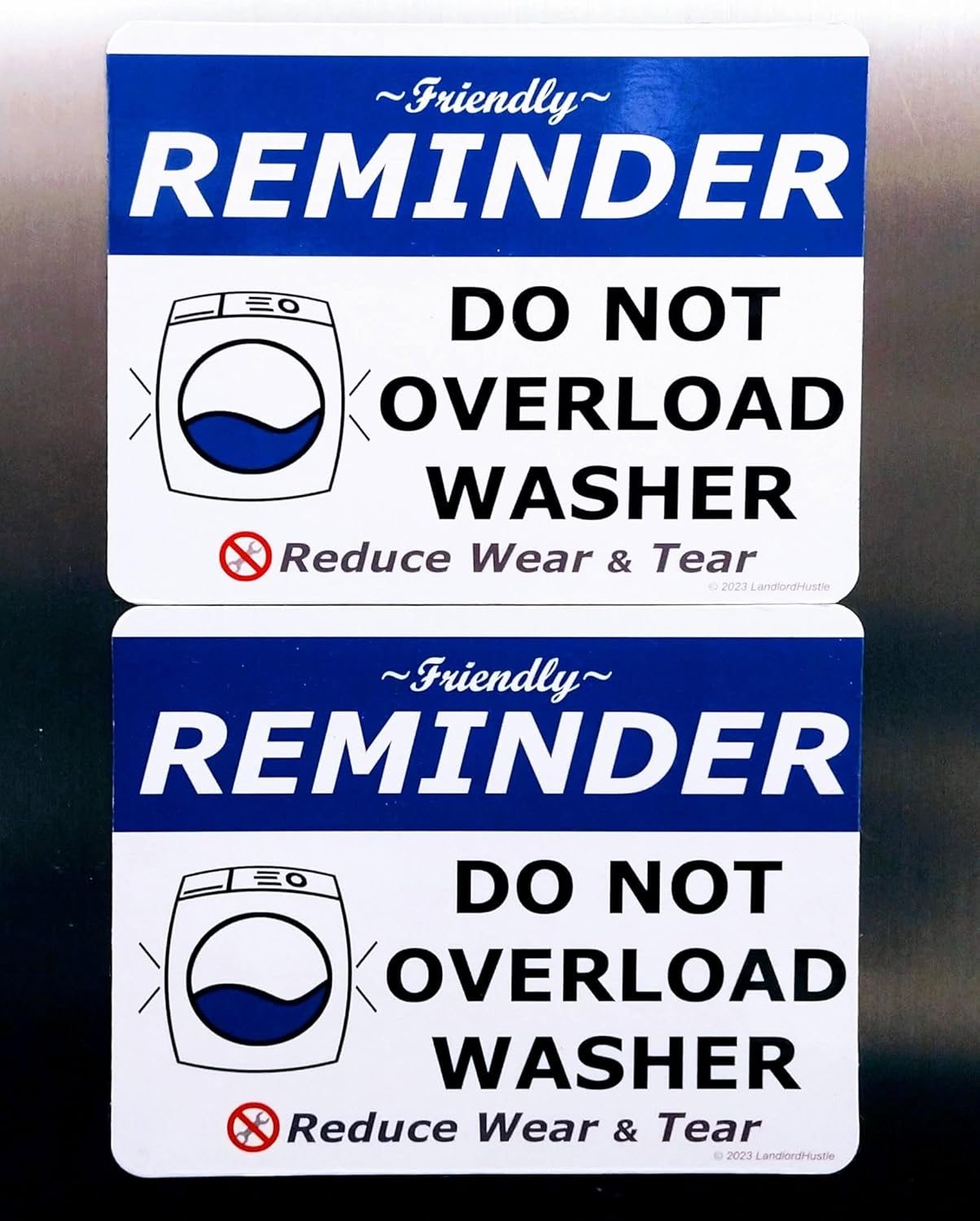 Washing Machine Magnet - Do Not Overload Washer Friendly Reminder Sign - 10 Pack