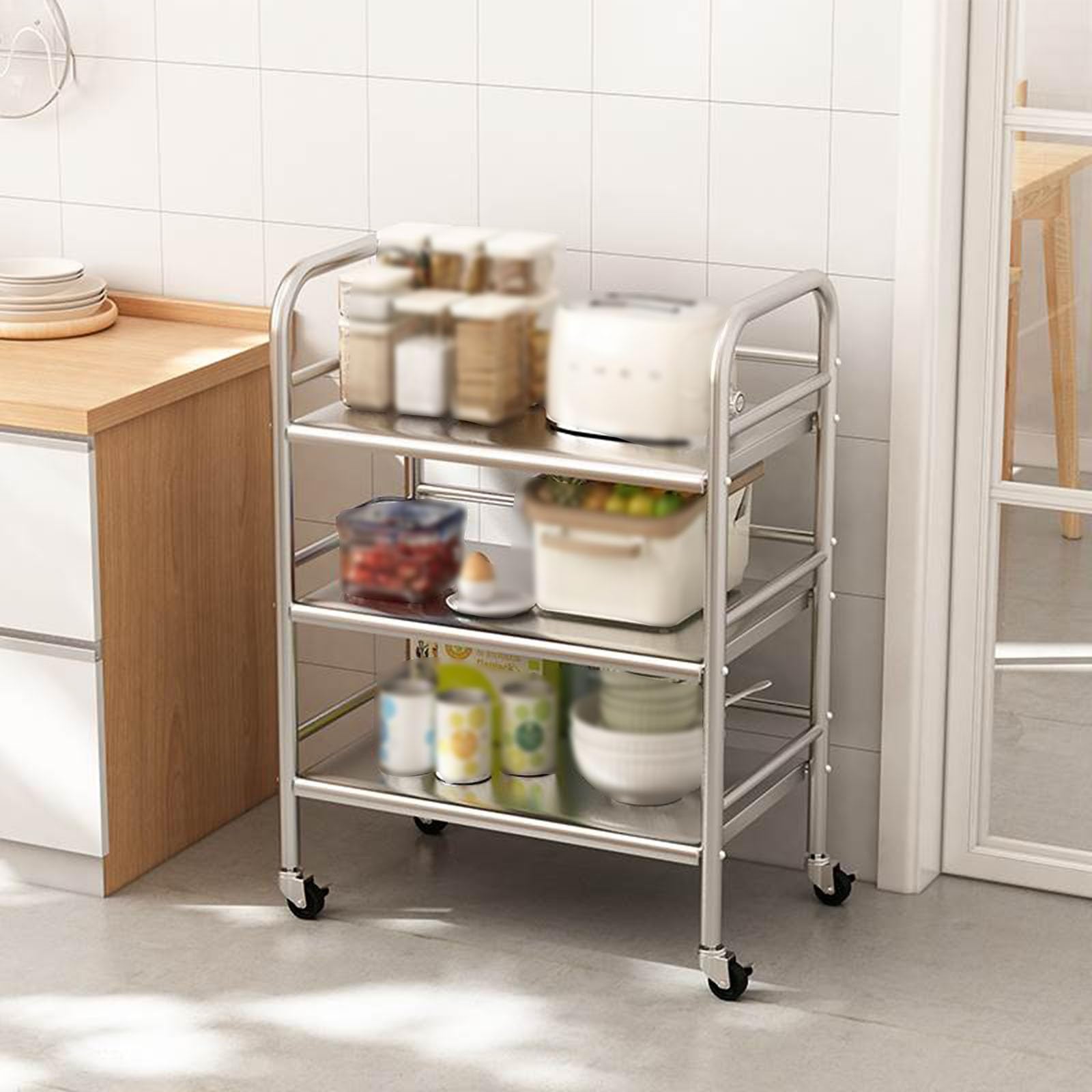 Étagère de cuisine rotative 360 degrés 3 niveaux de dimensions 50x40x91cm
