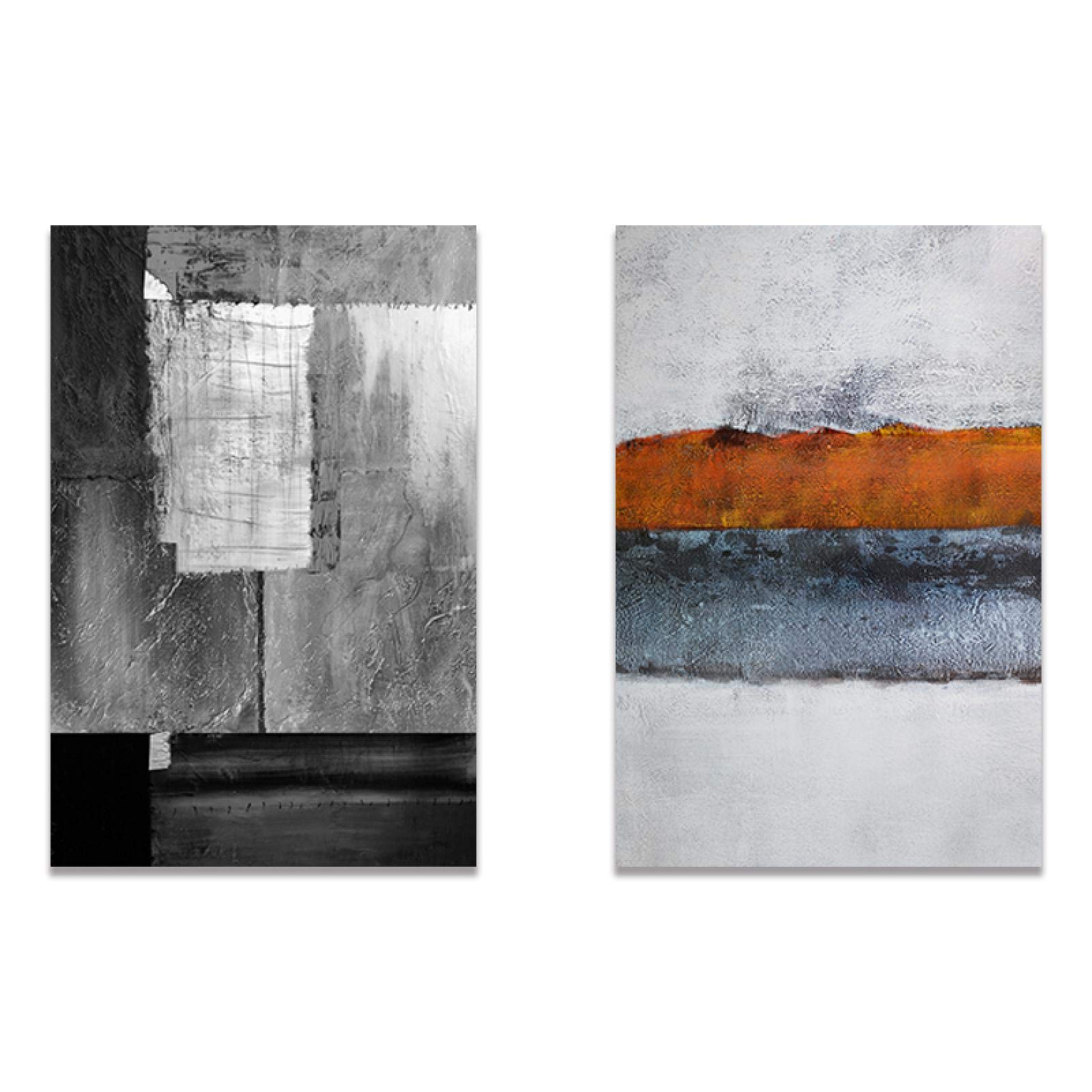 Impression décoration murale salon abstrait gris chic 2pcs - 8