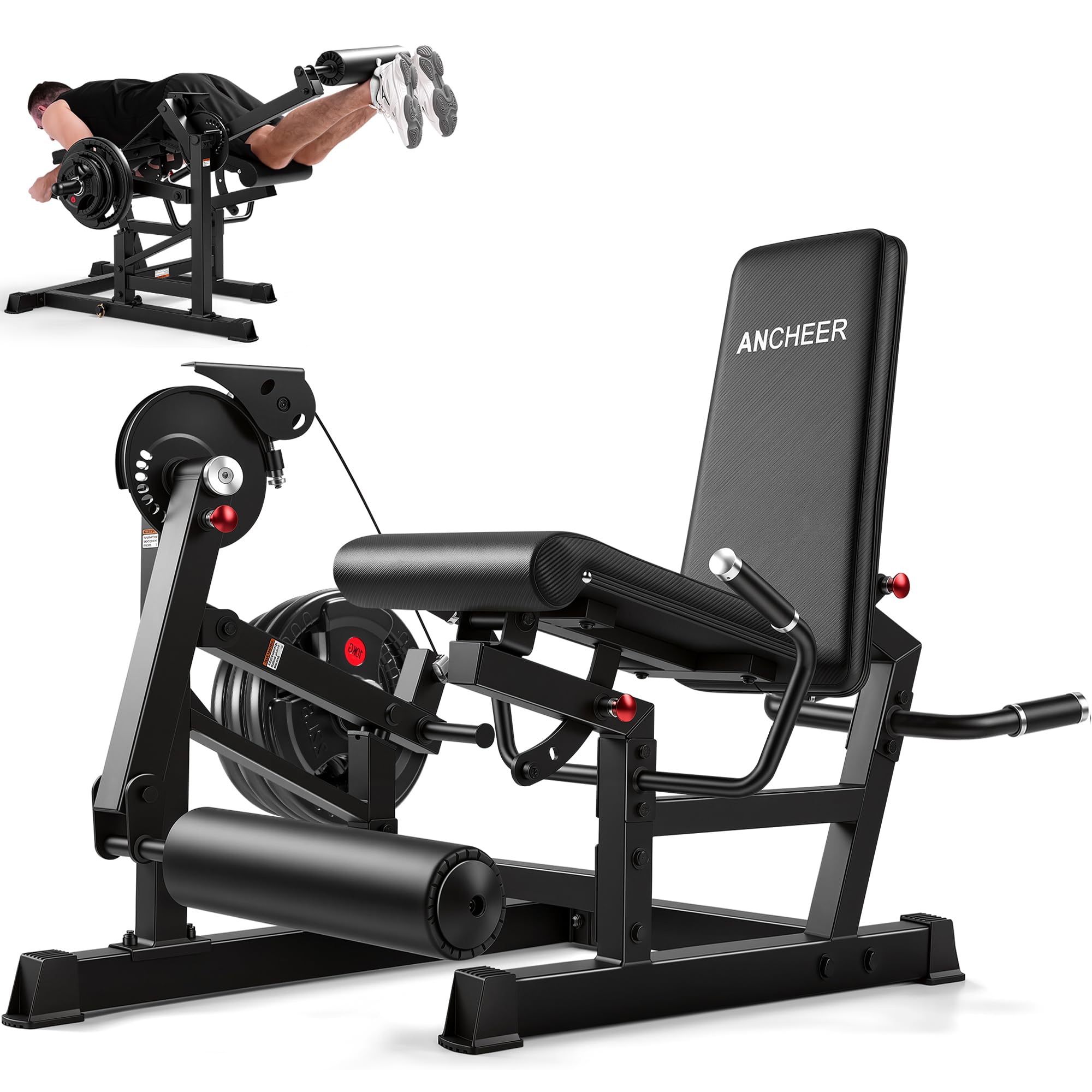 ANCHEER Leg Extension and Curl Machine, Adjustable Leg Curl Machine, Seated Leg Extension and Lying Curl Machine for Home Gym, Leg Workout Equipment