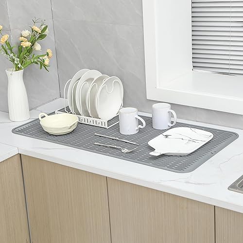 Miniatura 1119 de Tapete de silicona para secado de platos para múltiples usos, fácil de limpiar, ecológico, resistente al calor, tapete de silicona para encimera