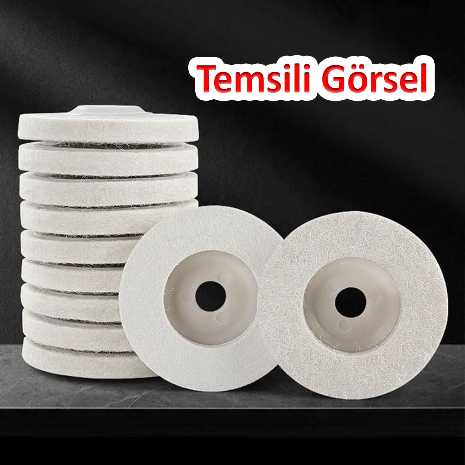 Badem10 Plastik Tabanlı Sert Polisaj Matkap Keçesi DTA043 Finisaj Parlatma Çizik Pasta Cila 115 mm 2'li Set