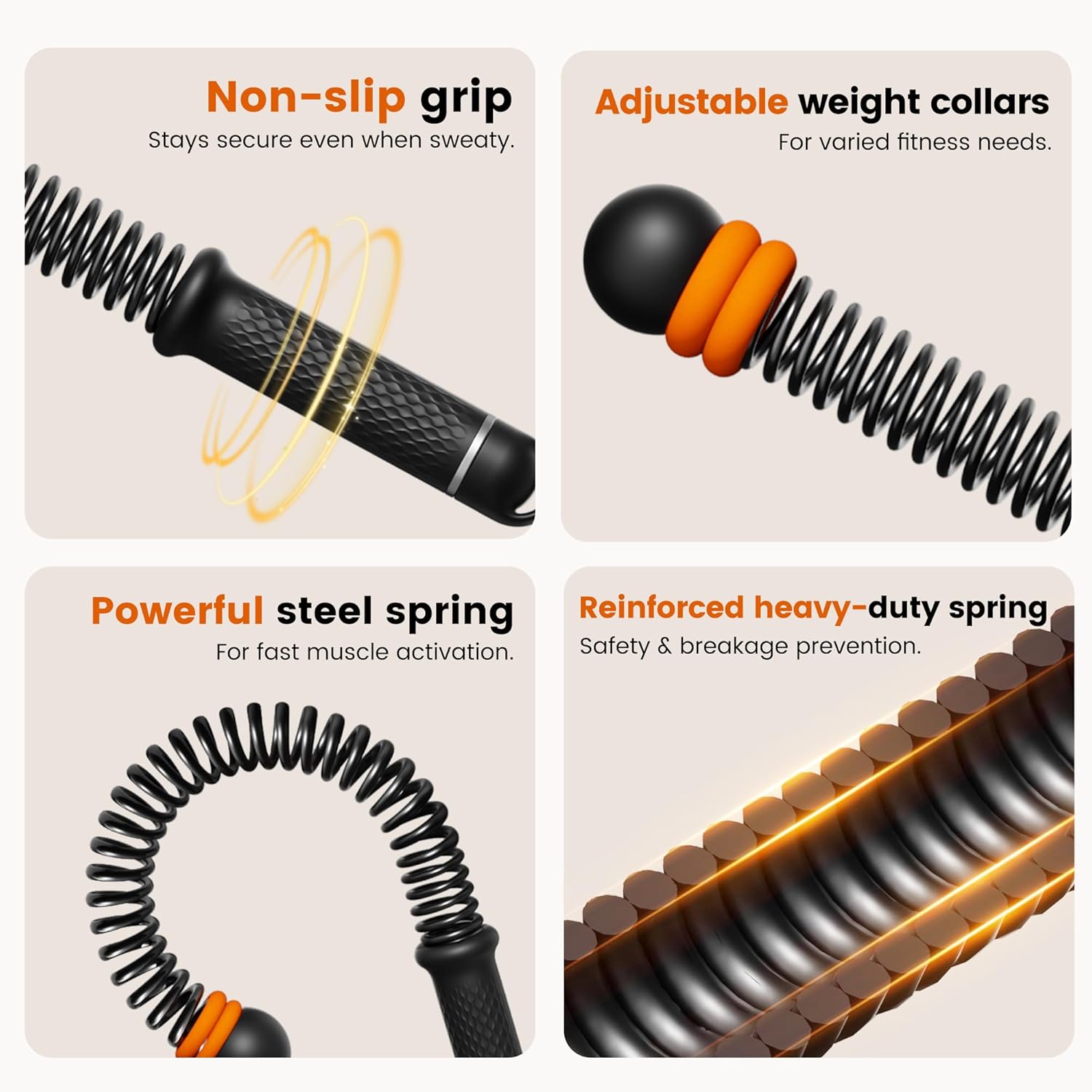 Adjustable Ropeless Battle Ropes, Portable Cordless Battle Ropes for Home Gym, Workout Equipment Exercise Rope for Low-Impact Workout, Strength & HIIT, for Men & Women (Black)