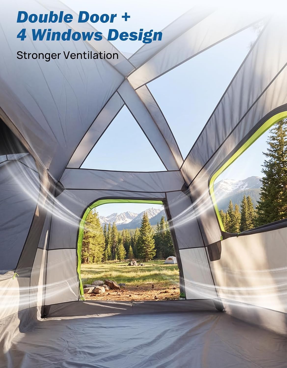 JOYTUTUS Dual-Use SUV Tent for Camping with Rainfly 2.0, Strong Four Steel Frame Poles, 5-9 Person Car Tent with Ventilated Double Door Design, Movie Screen, 8' W X 10' L X 7' H, Fit for SUV CUV Van