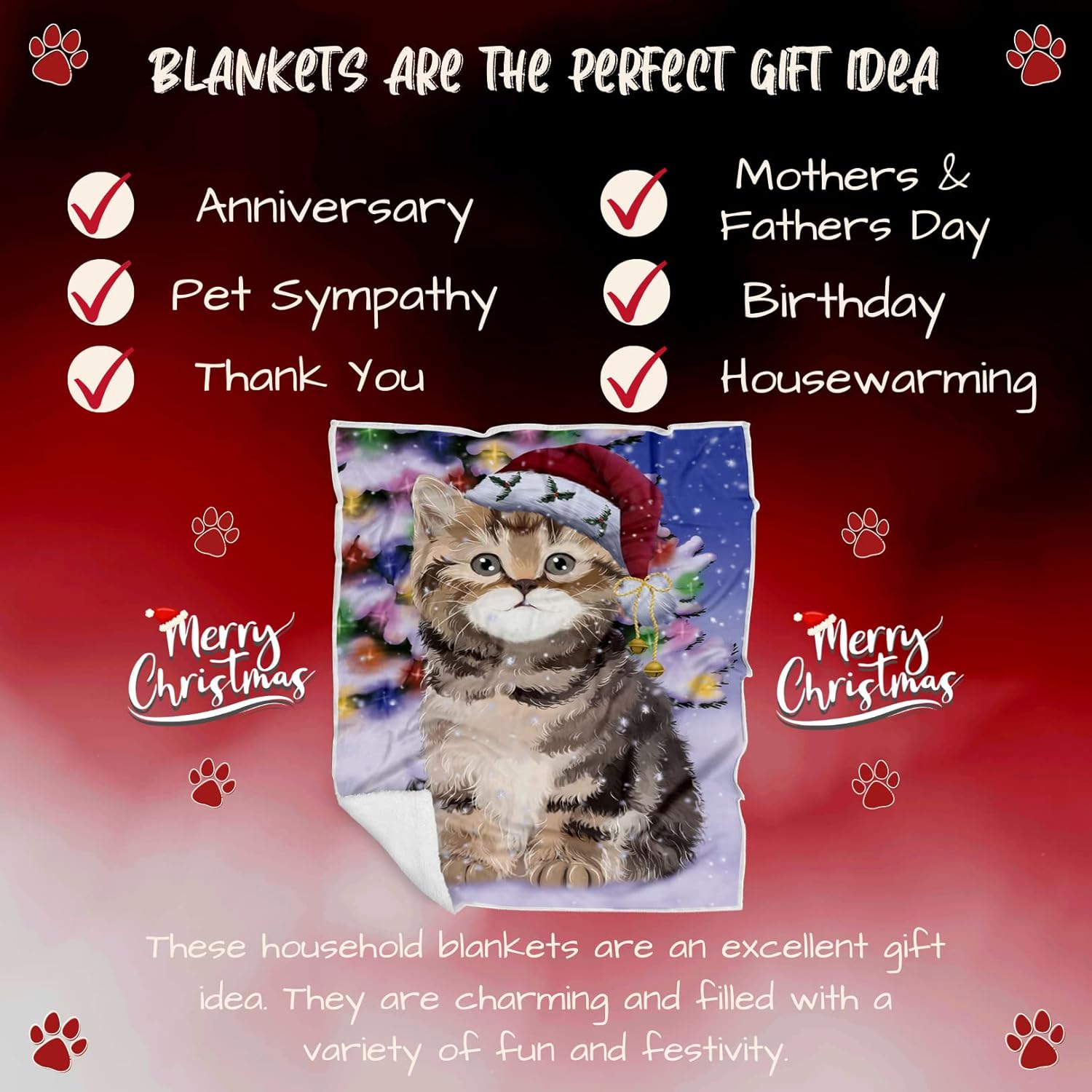 Doggie of the Day British Shorthair Cat Blanket - Christmas Winterland Wonderland - Super Soft & Warm Pet Theme for Sofa or Bed, Warm Fleece, Sherpa or Woven Material, BLNKT88711 (30x40 Fleece)