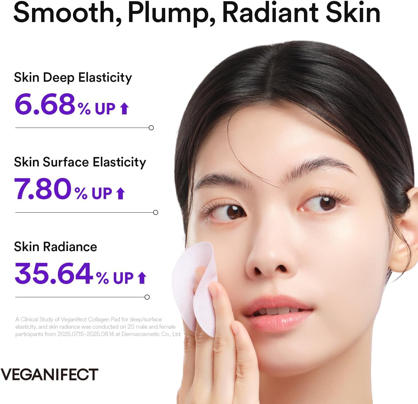 VEGANIFECT Collagen Peptide Jelly Toner Pads | Dual-Function Skincare for Wrinkle Care | Pore Tightening, Elasticity Boost, and Glow Radiance, Korean Skincare | 6.76 fl.oz.(200ml)*70Pads