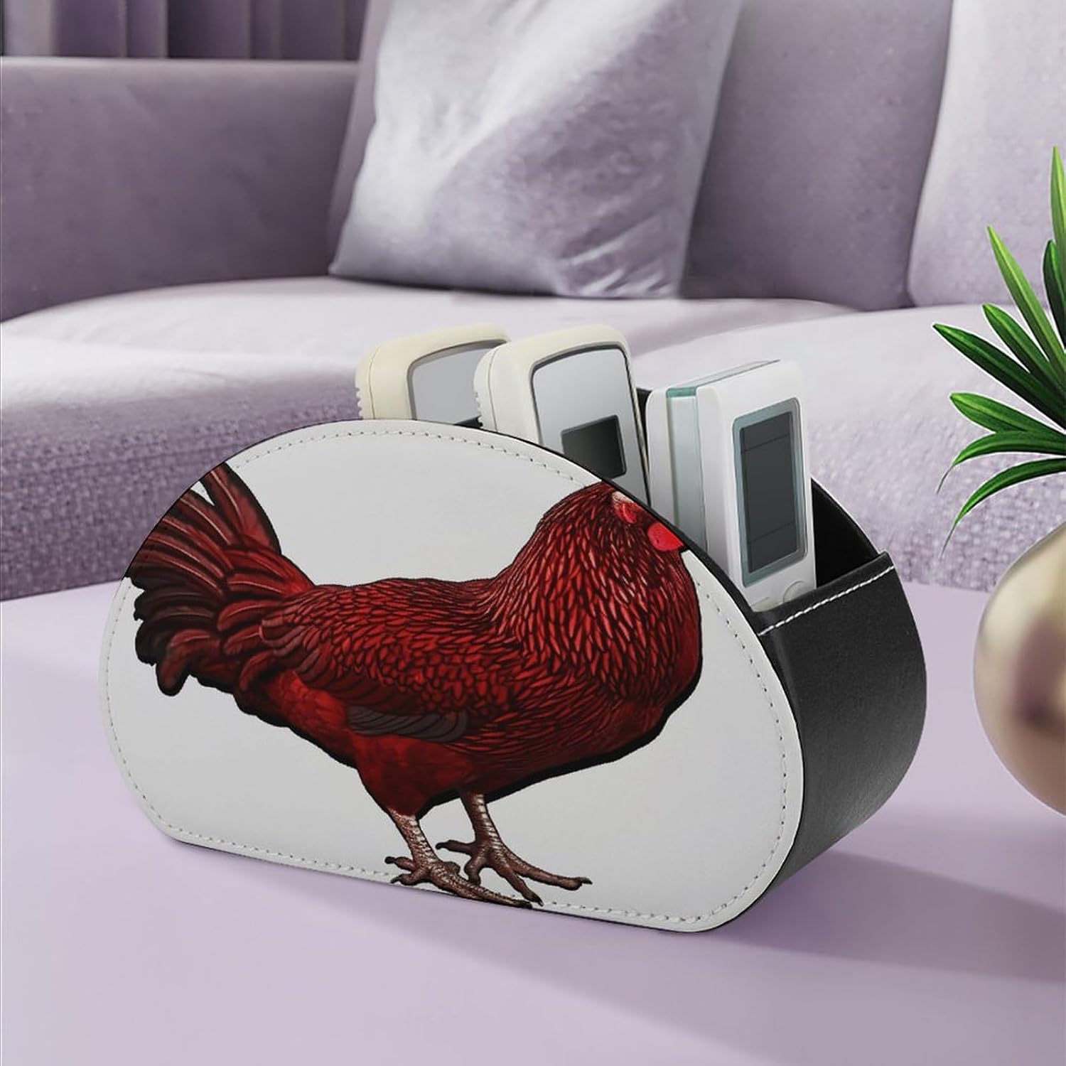 Red Chicken Remote Control Holder with 5 Compartments image 5