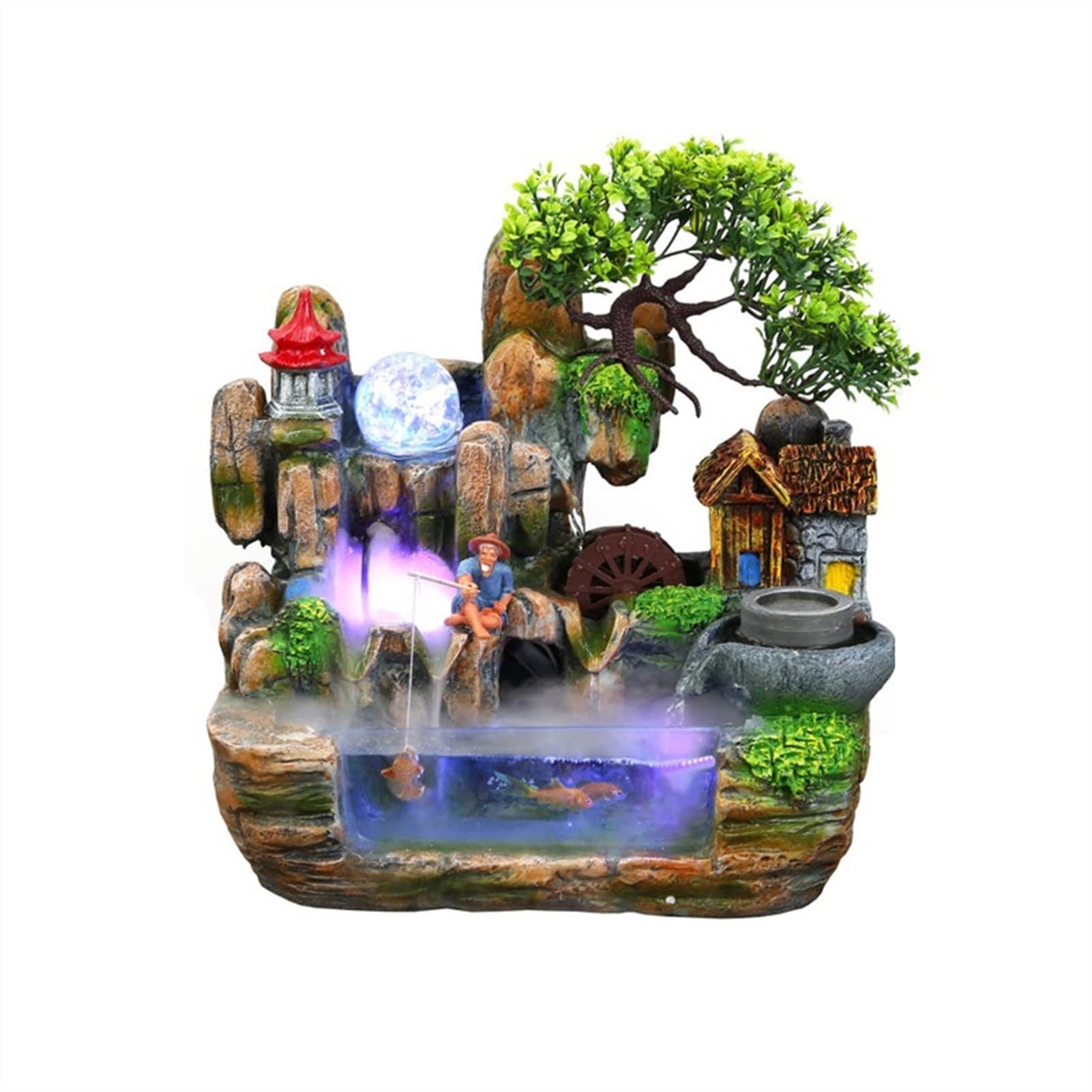 Fontaine de Bureau en Résine Artisanat d'Art Élégant avec LED