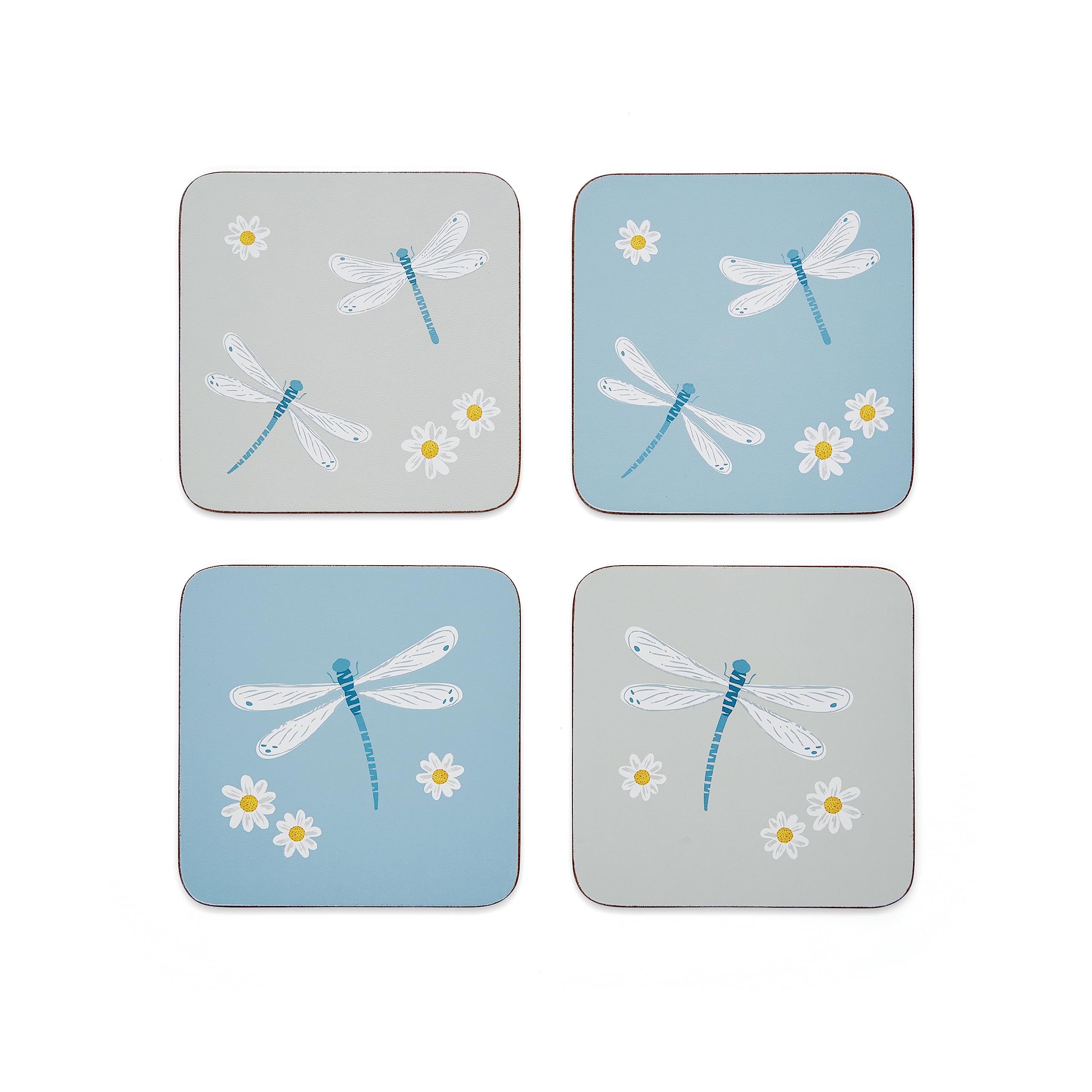 Cooksmart English Meadows Pack of 4 Cork Drink Coasters for Home Use