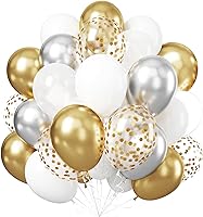 Vista 8 de Globos de color verde azulado y blanco, globos de látex de confeti dorado para fiesta, color azul turquesa oscuro pastel, azul pavo real, blanco