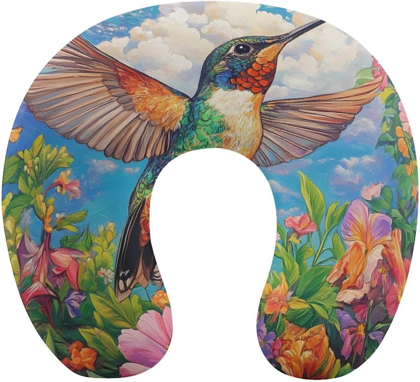 Hummingbirds and Flowers in Spring Memory Foam Pillows U Shaped Travel Neck Pillow