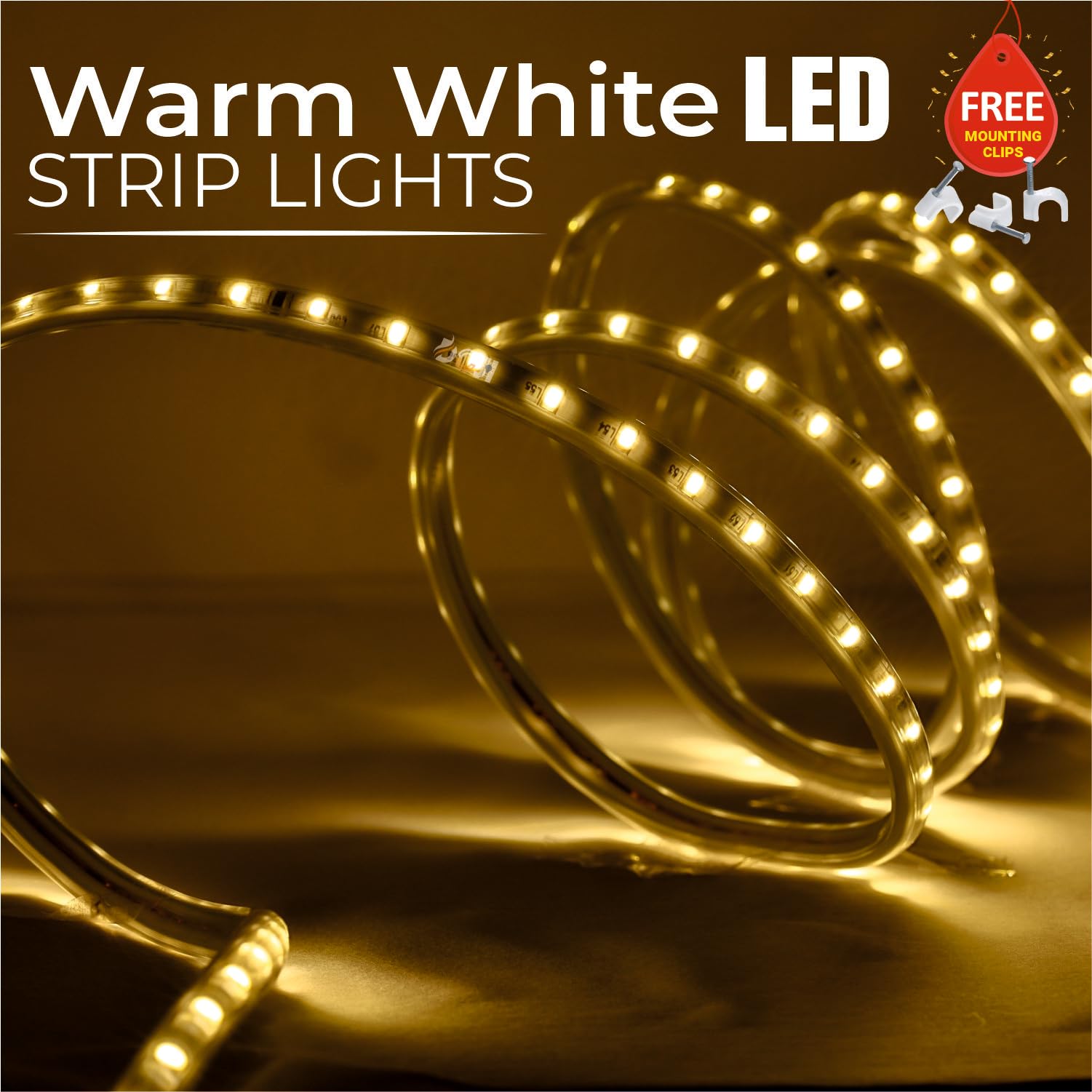 DOJI led Rope(Strip) Light with Adapter,Waterproof (Diwali Light,Home Decoration,Christmas,Festival Light (5 Meter, Warmwhite)