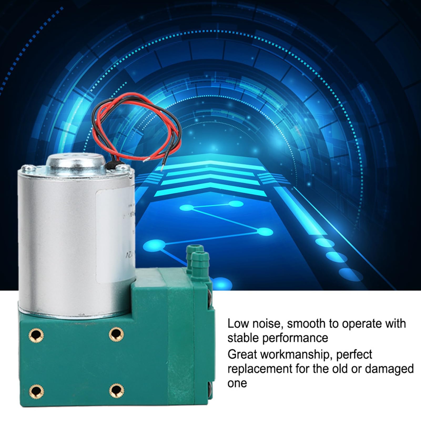 Minibomba de vacío, bomba de vacío de diafragma con rango de presión de -65 a 150 kPa, flujo elevado de 10 l/min, diseño de bajo ruido, 12 W, DC 12 V/DC 24 V/AC 220 V, para uso en (12 V CC.)