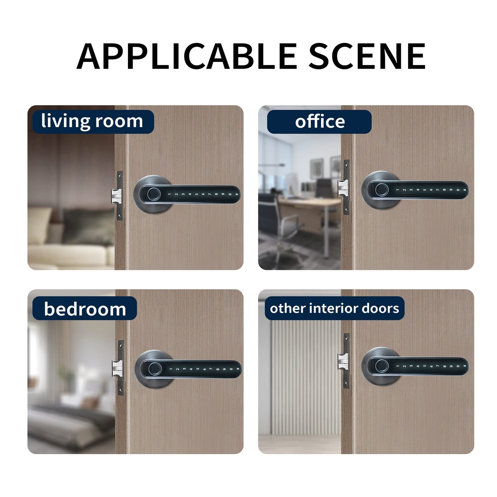Serratura Smart, Tuya Digital Electronic Smart Door Lock Maniglia biometrica for porta con impronte digitali Password digitale senza chiave Smart Home ,Smart Lock Facile da Installare(Black and Gatewa