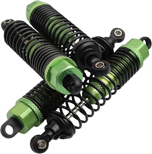 Miniatura 20 de 4 amortiguadores delanteros y traseros, suspensión ajustable de 3.858 in de aluminio para autos RC 1/10 HSP 94166 94106 94107 94155 94170 Buggy Rojo