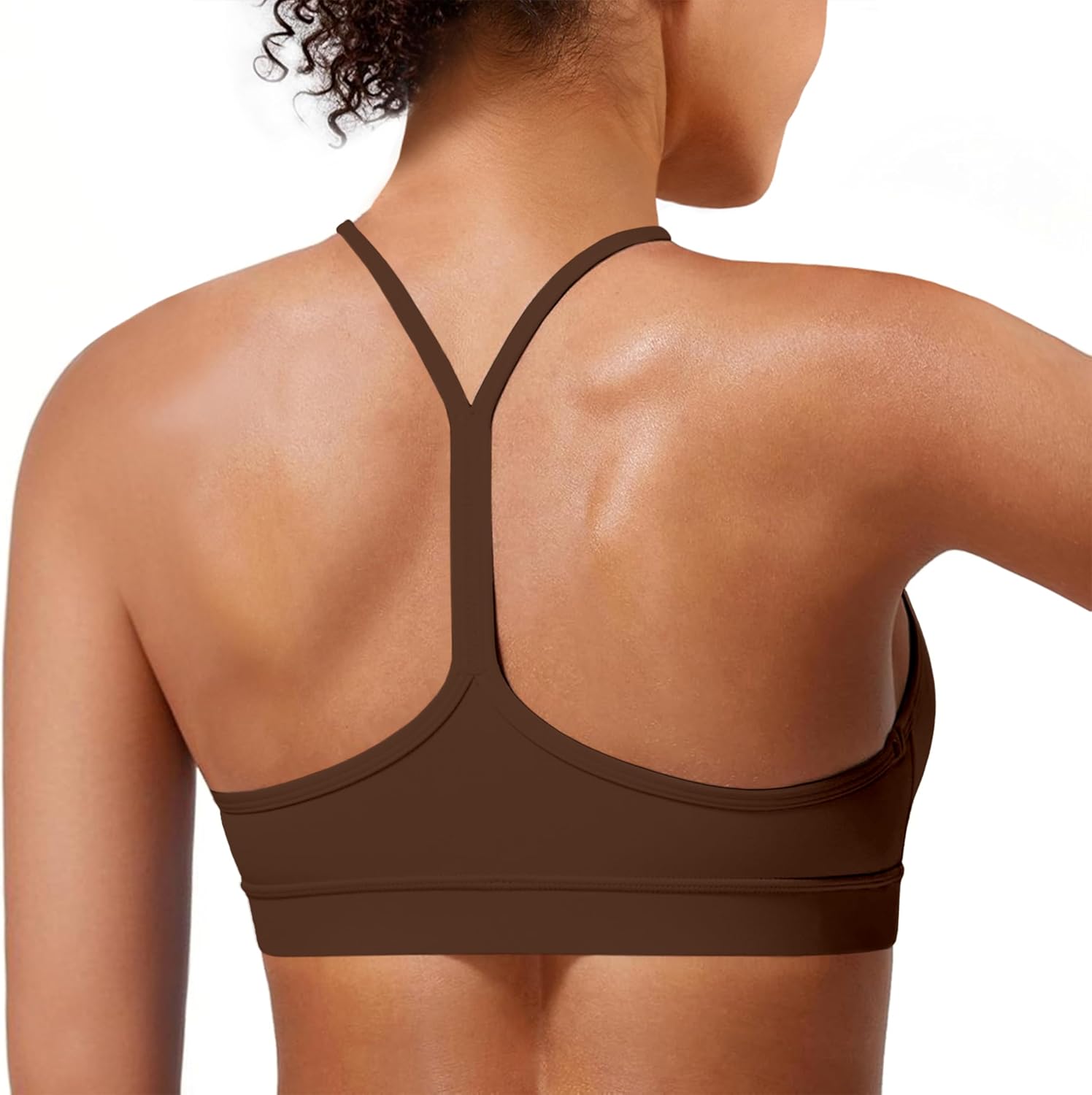 Padded Y-Back Sports Bra for Women - Racerback Low Impact Spaghetti Strap for Yoga Workout Top - Image 3