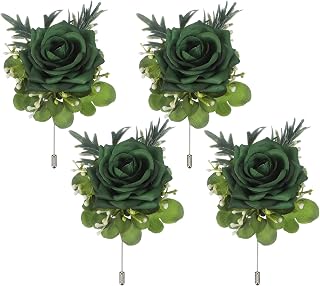 uxcell Boutonnieres for Men, Artificial Flower Buttonholes Pocket for Wedding Bride Groom Ceremony Anniversary Prom Party
