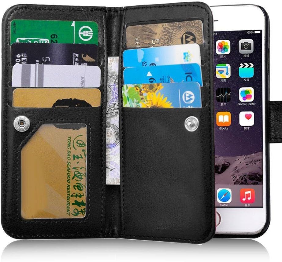TabPow iPhone 6S Case, iPhone 6 Case, [Wallet Case] 9 Card Holder [Detachable Wallet Folio] PU Leather Flip Case Cover for iPhone 6 / iPhone 6S (4.7 inch) (Black)