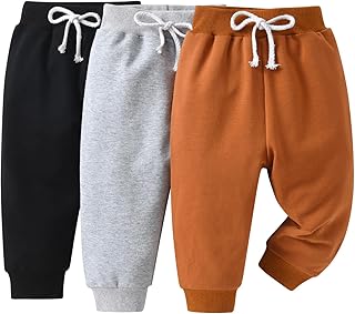 Baby Boy Trousers Unisex Harem Pants for Toddler Boys Pack of 3