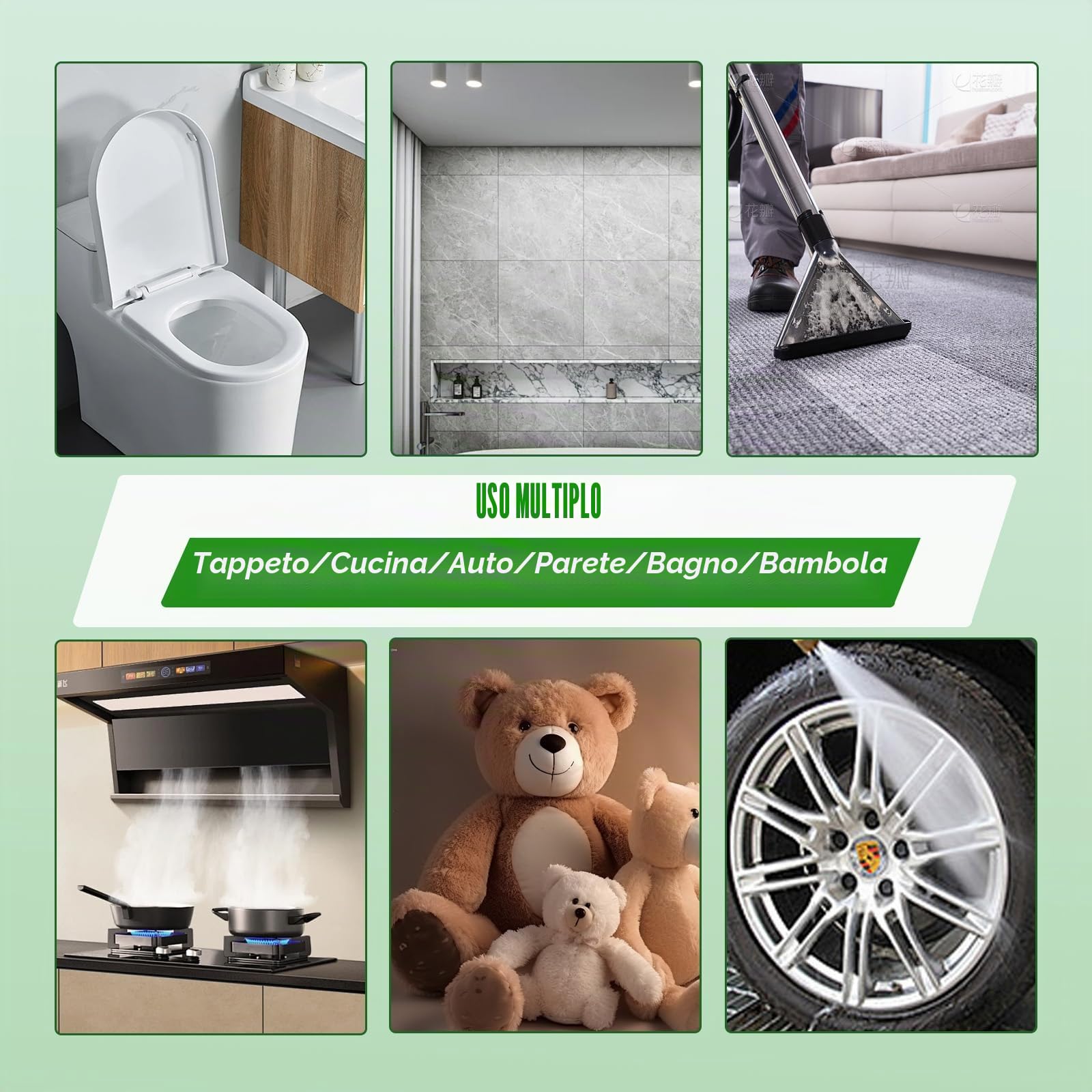 Pulitore a Vapore Portatile 2500W, 6 Velocità, 1000ML | riscaldamento 10 secondi, per casa/cucina/bagno/finestre/auto, grande capacità, facile da usare, maniglia ergonomica