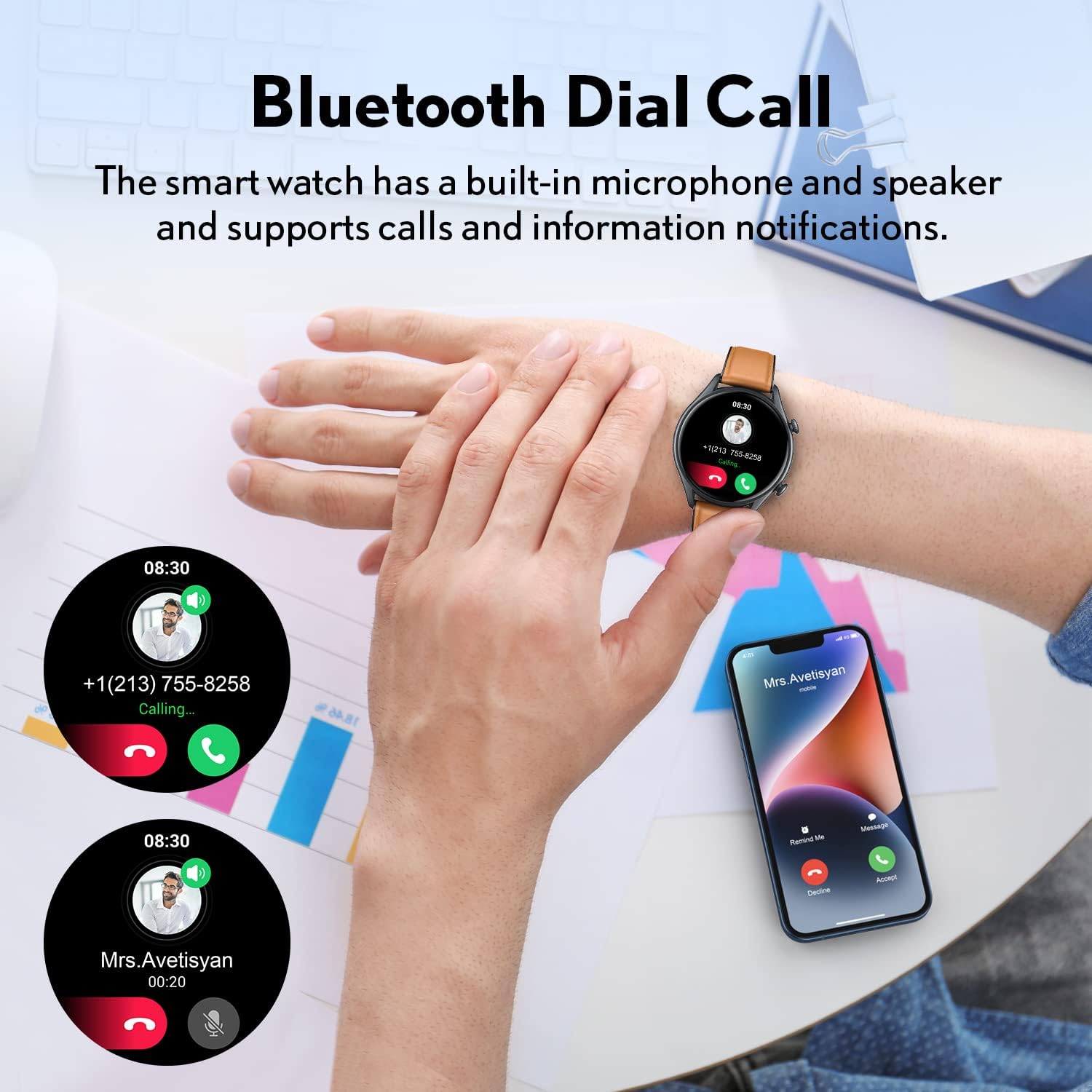 Motsfit Smart Watch for Men IP68 Waterproof Smartwatch for iOS Android Phone Fitness Tracker with 1.32'' Large Touch Screen Health Activity Tracker with Heart Rate Sleep Monitor Pedometer Calories