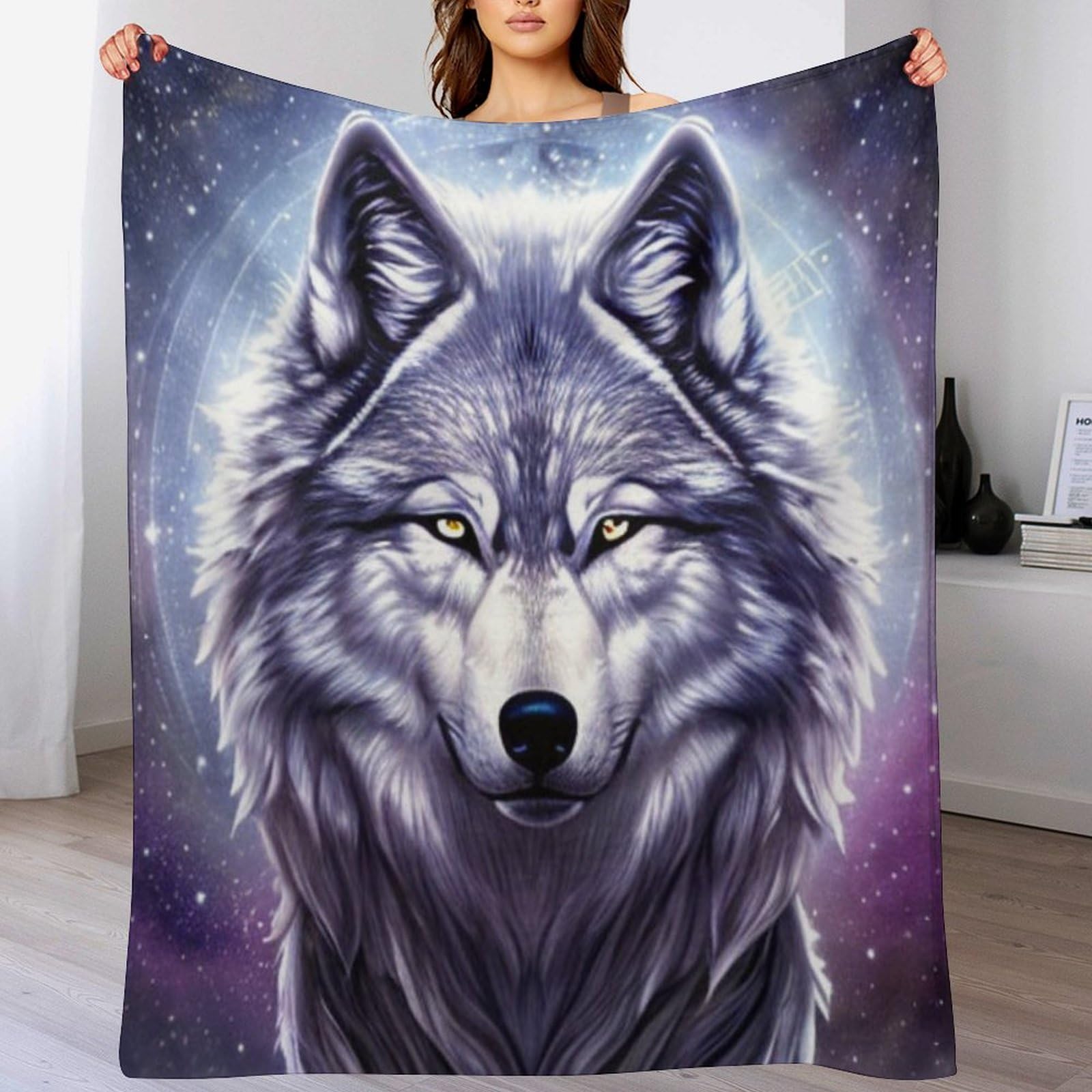 Couverture loup en flanelle 100x130 cm | Plaid lit et canapé