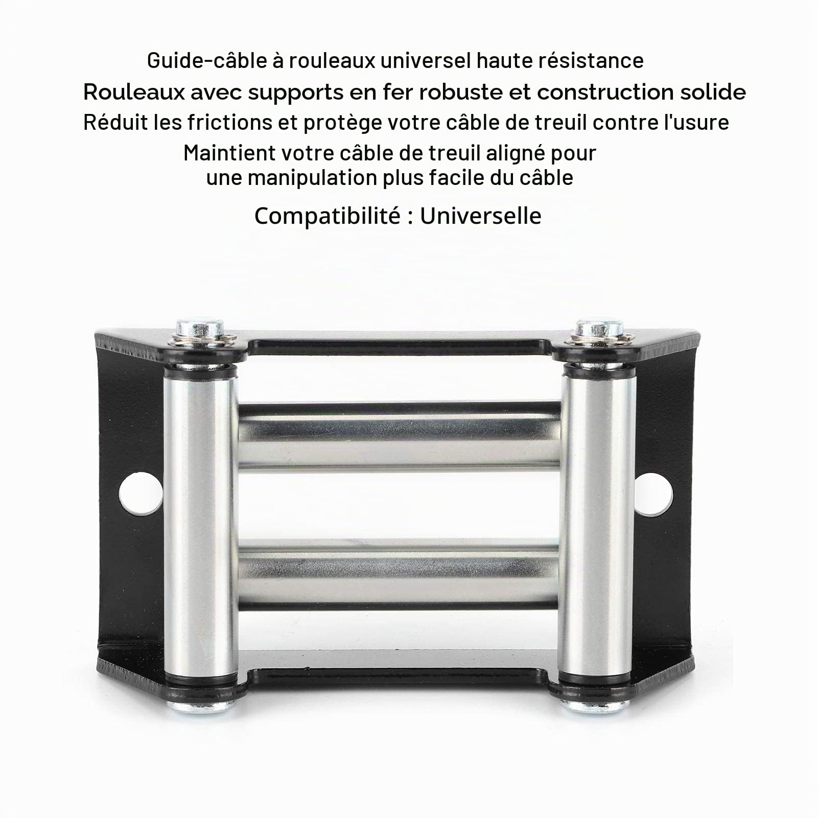 Le guide-câble de rouleau de treuil rouleau de treuille d'Aramox, le guide-câble universel résistant de rouleau de treuil galvanise la distance de trou de 110mm / 4.3in avec la